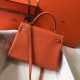 Hermes Orange Clemence Kelly 32cm Retourne Bag