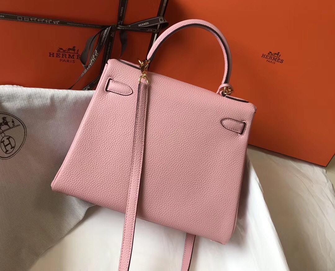 Hermes Pink Clemence Kelly 32cm Retourne Bag