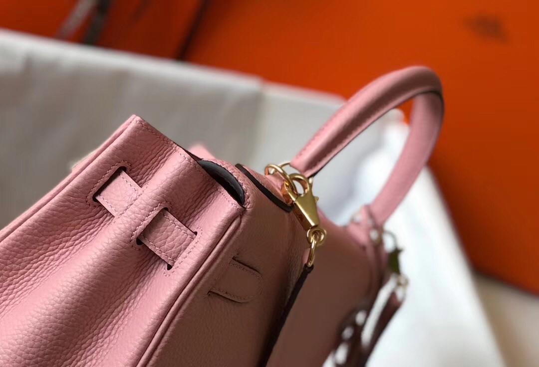 Hermes Pink Clemence Kelly 32cm Retourne Bag