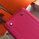Hermes Rose Red Clemence Kelly 32cm Retourne Bag