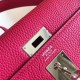 Hermes Rose Red Clemence Kelly 32cm Retourne Bag