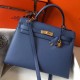 Hermes Bleu Saphir Epsom Kelly 32cm Sellier Handmade Bag