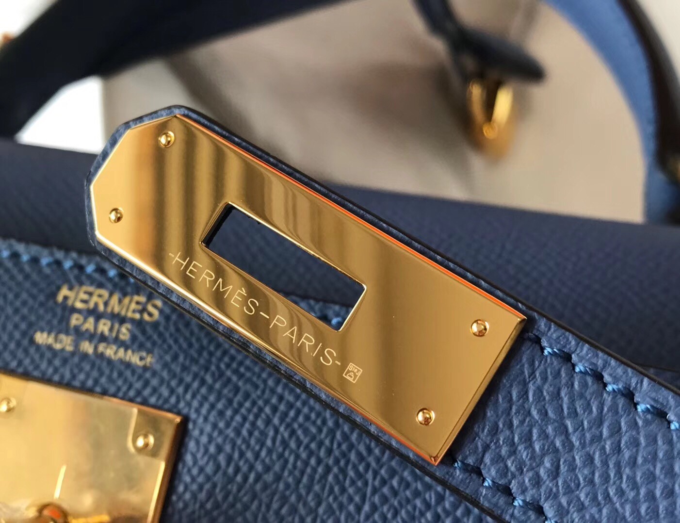 Hermes Bleu Saphir Epsom Kelly 32cm Sellier Handmade Bag
