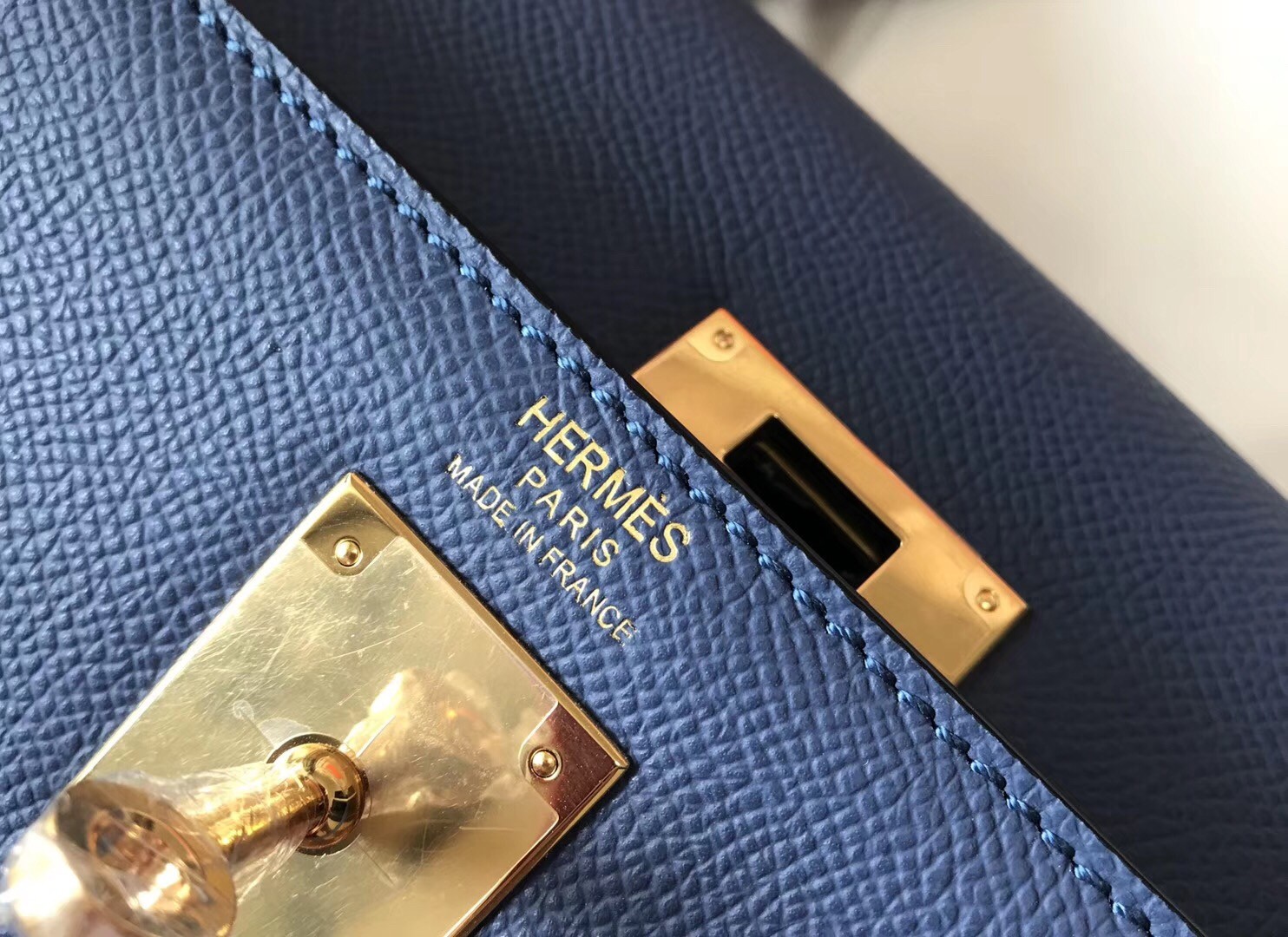 Hermes Bleu Saphir Epsom Kelly 32cm Sellier Handmade Bag