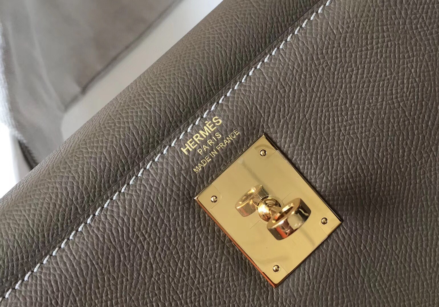 Hermes Taupe Epsom Kelly 32cm Sellier Bag