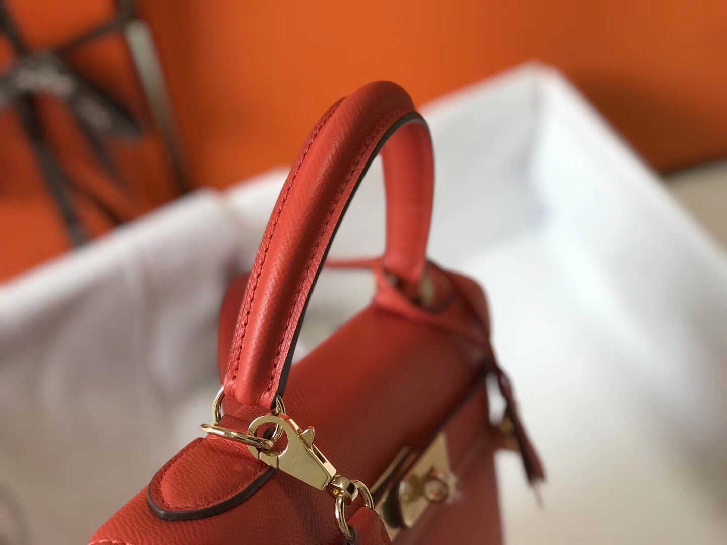 Hermes Red Epsom Kelly 32cm Sellier Bag