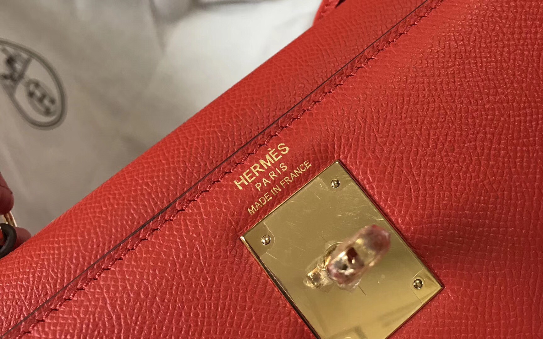 Hermes Red Epsom Kelly 32cm Sellier Bag