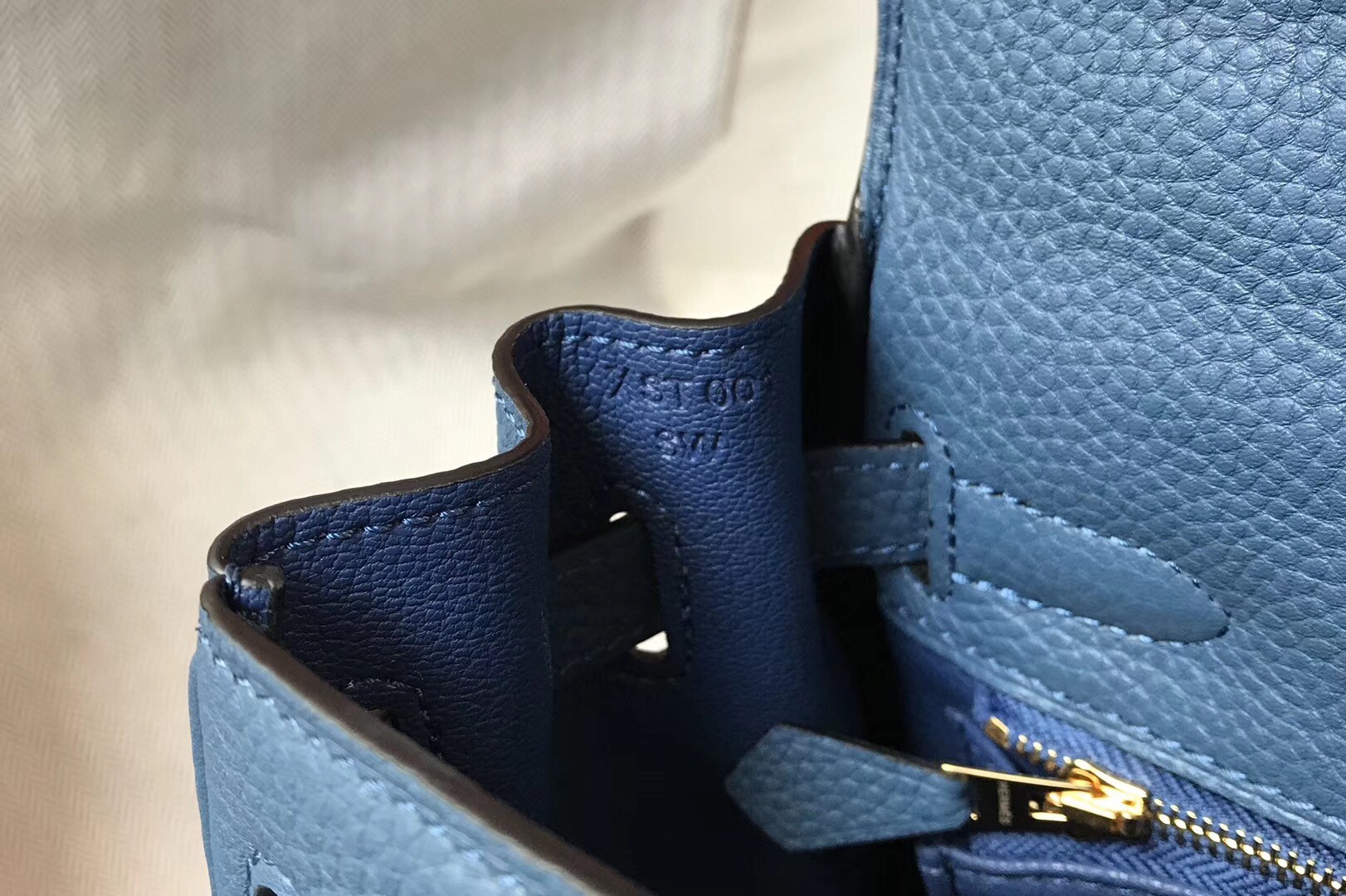 Hermes Blue Agate Clemence Kelly 28cm Bag