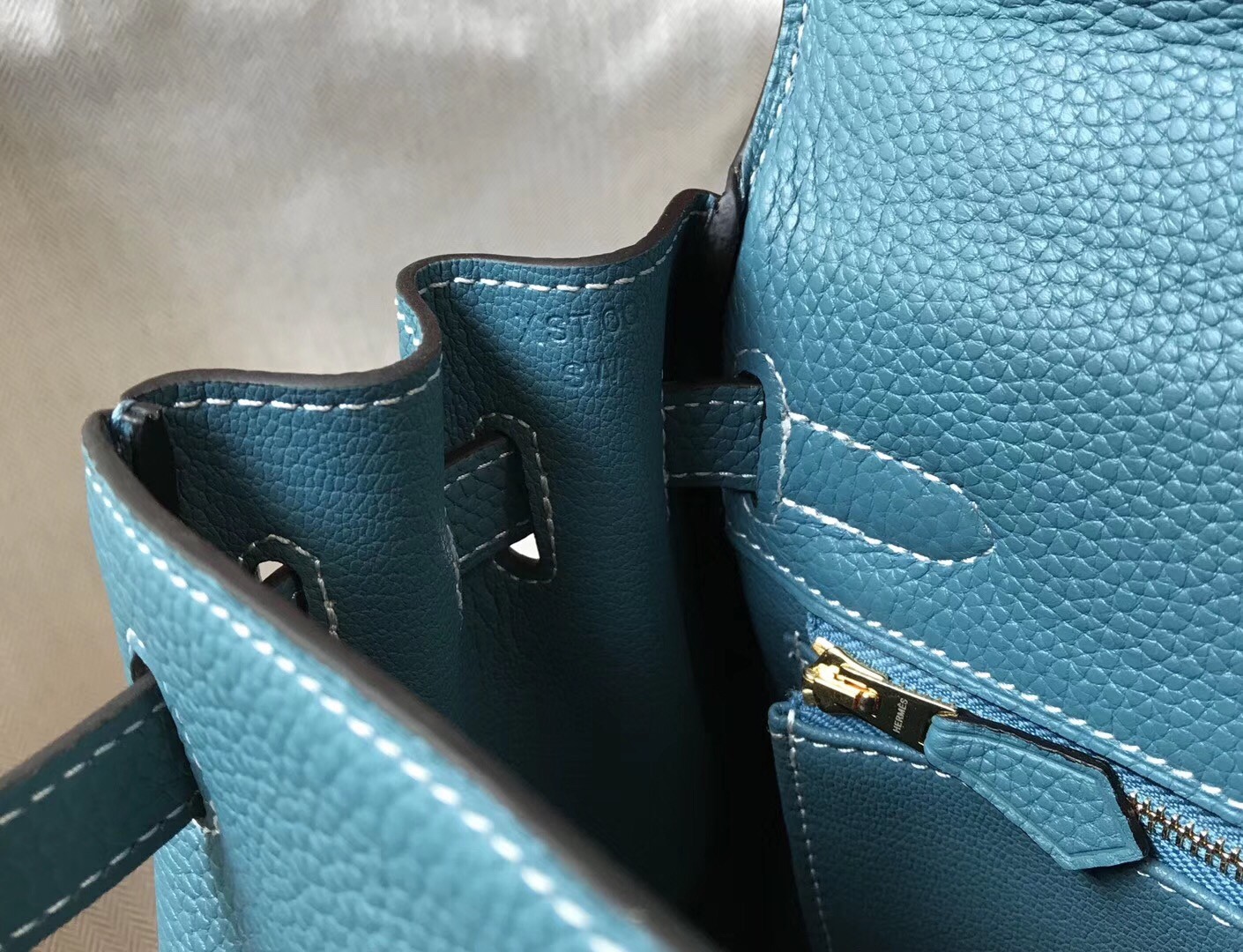Hermes Blue Jean Clemence Kelly 28cm Bag
