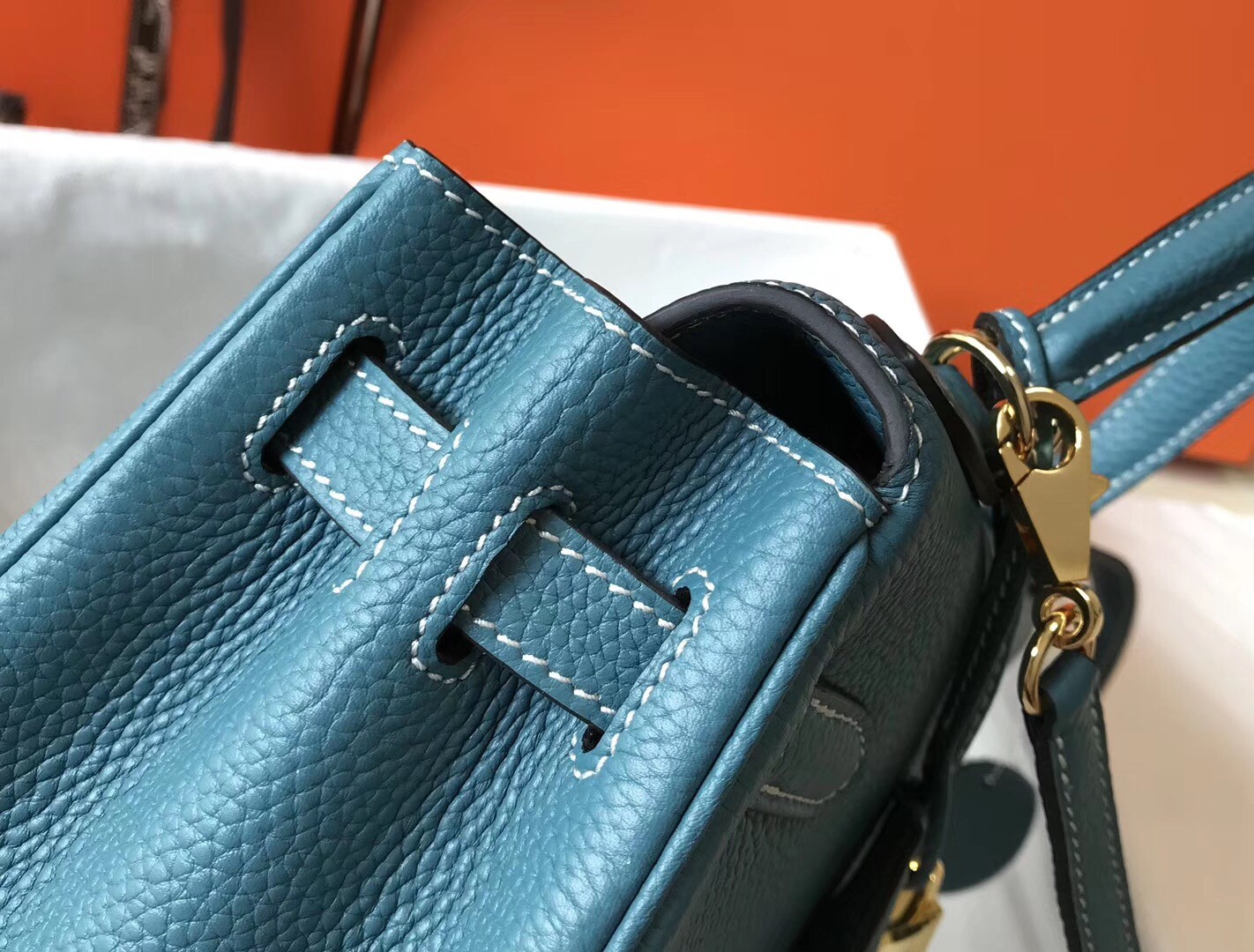 Hermes Blue Jean Clemence Kelly 28cm Bag