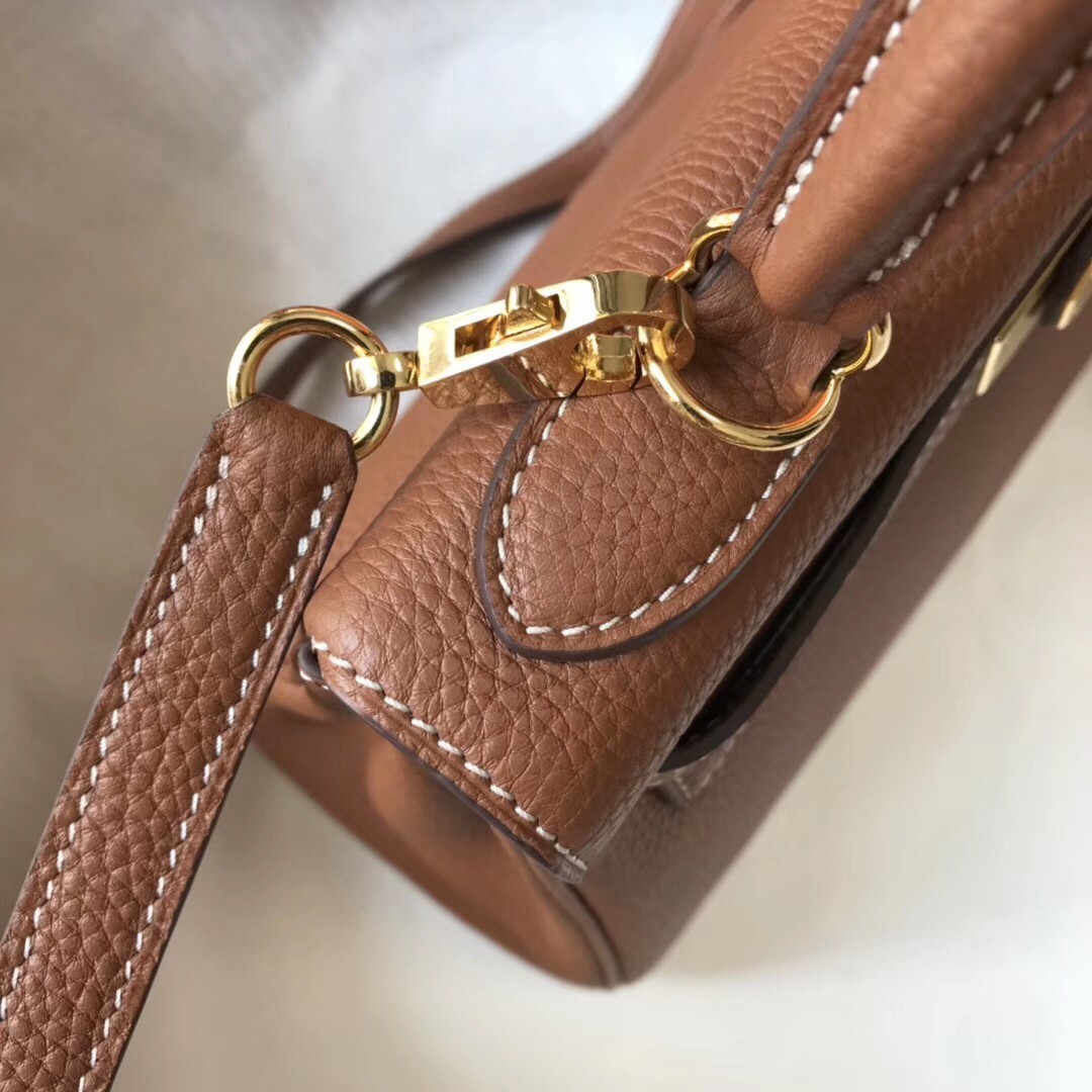 Hermes Brown Clemence Kelly 28cm Bag