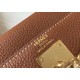 Hermes Brown Clemence Kelly 28cm Bag