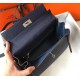 Hermes Navy Blue Clemence Kelly 28cm Bag