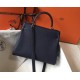 Hermes Navy Blue Clemence Kelly 28cm Bag
