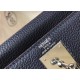 Hermes Navy Blue Clemence Kelly 28cm Bag