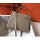 Hermes Grey Clemence Kelly 28cm Bag