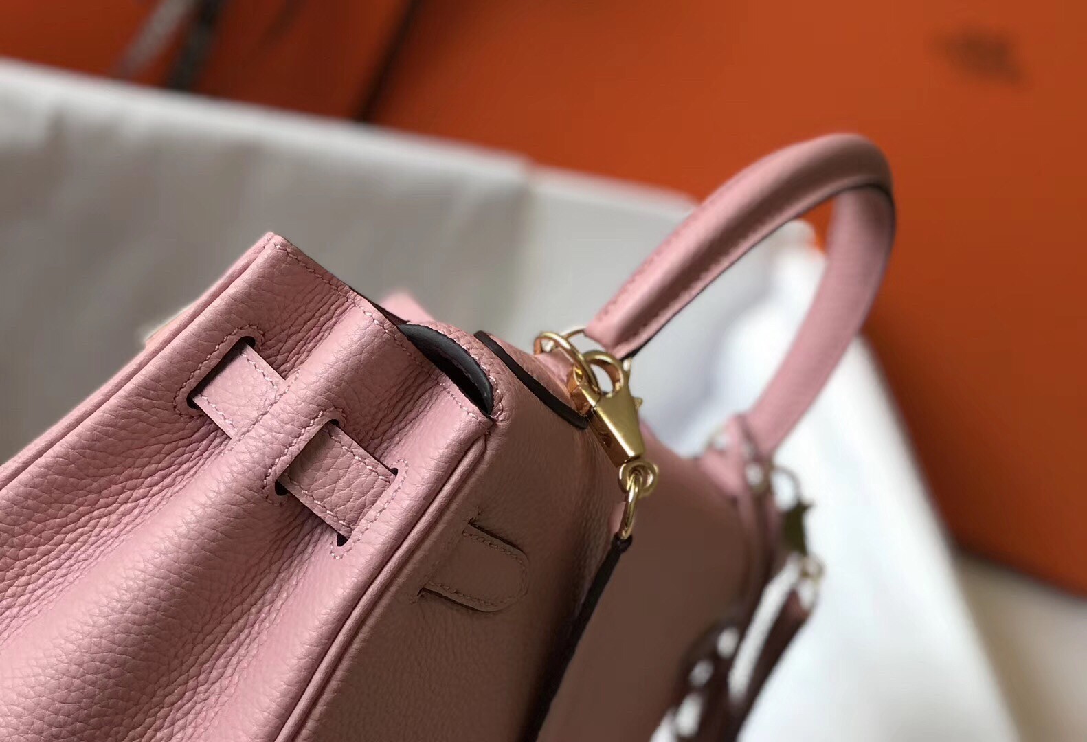 Hermes Pink Clemence Kelly 28cm Bag