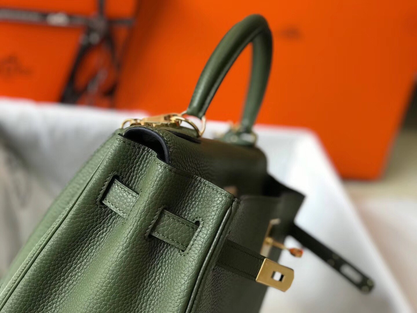 Hermes Canopee Clemence Kelly 28cm Bag