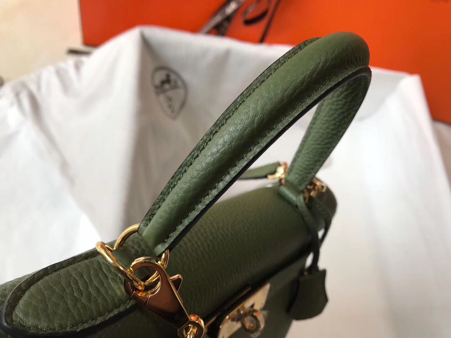 Hermes Canopee Clemence Kelly 28cm Bag