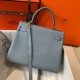 Hermes Blue Lin Clemence Kelly 25cm GHW Bag