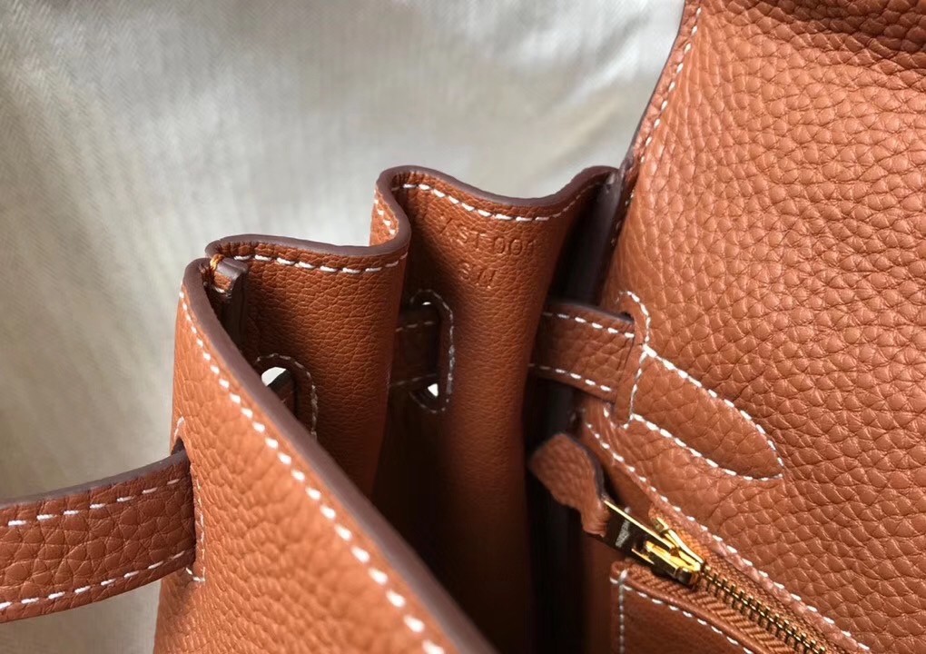 Hermes Brown Clemence Kelly 25cm GHW Bag