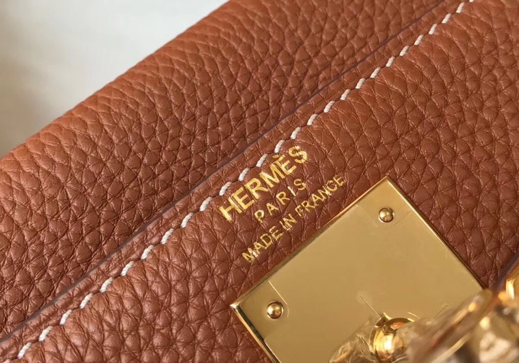 Hermes Brown Clemence Kelly 25cm GHW Bag