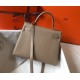 Hermes Grey Clemence Kelly 25cm GHW Bag