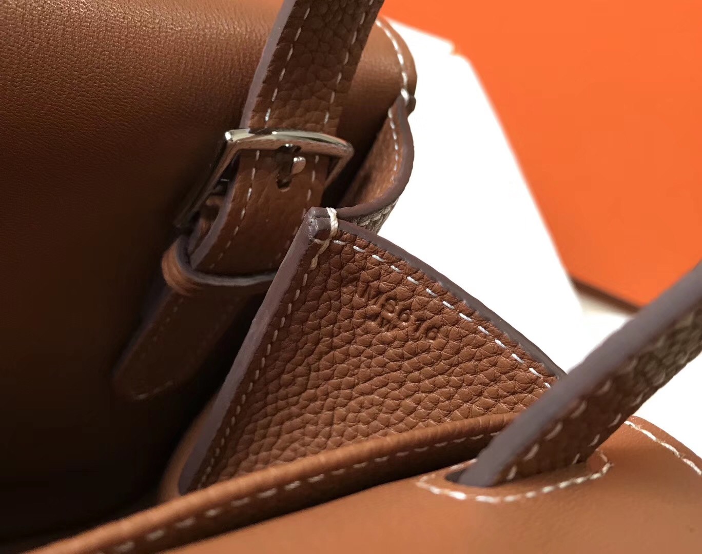 Hermes Halzan Bag In Brown Clemence Leather