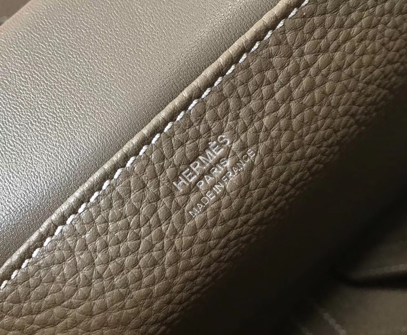 Hermes Halzan Bag In Etoupe Clemence Leather