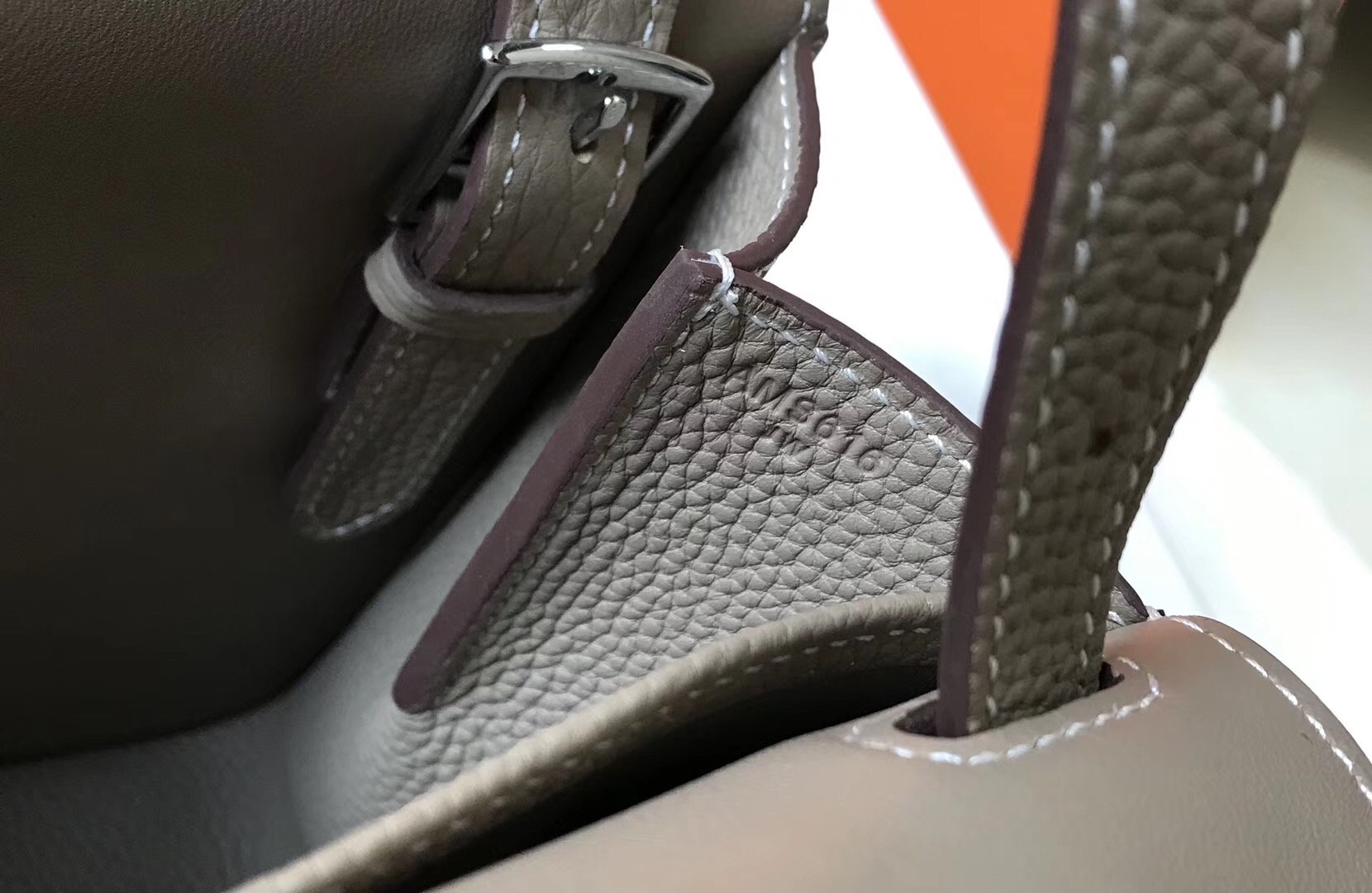 Hermes Halzan Bag In Grey Clemence Leather