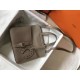 Hermes Halzan Bag In Grey Clemence Leather