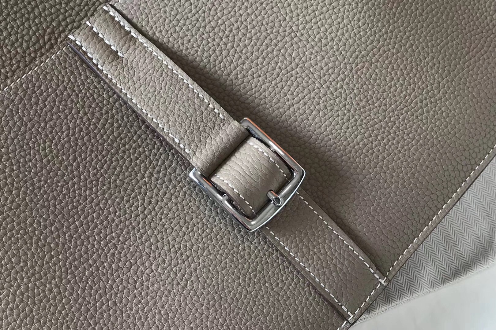 Hermes Halzan Bag In Grey Clemence Leather