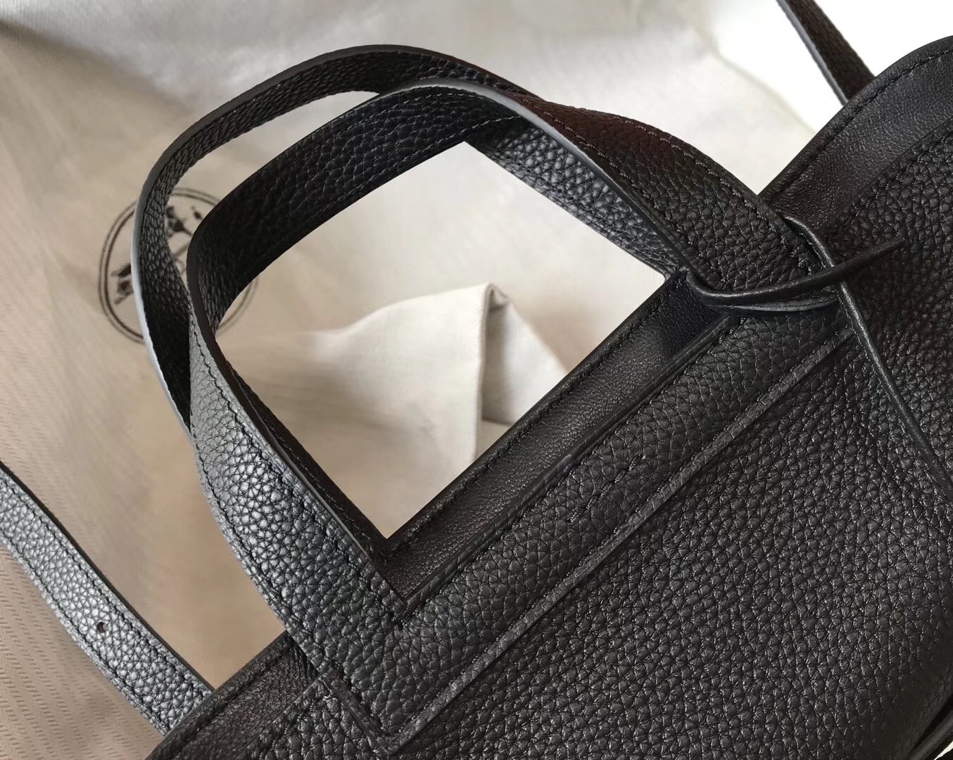 Hermes Halzan Bag In Black Clemence Leather