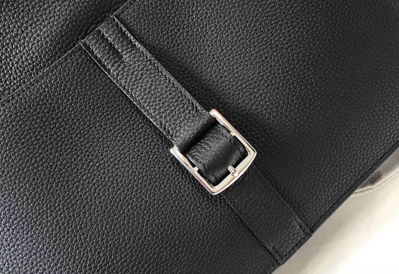 Hermes Halzan Bag In Black Clemence Leather