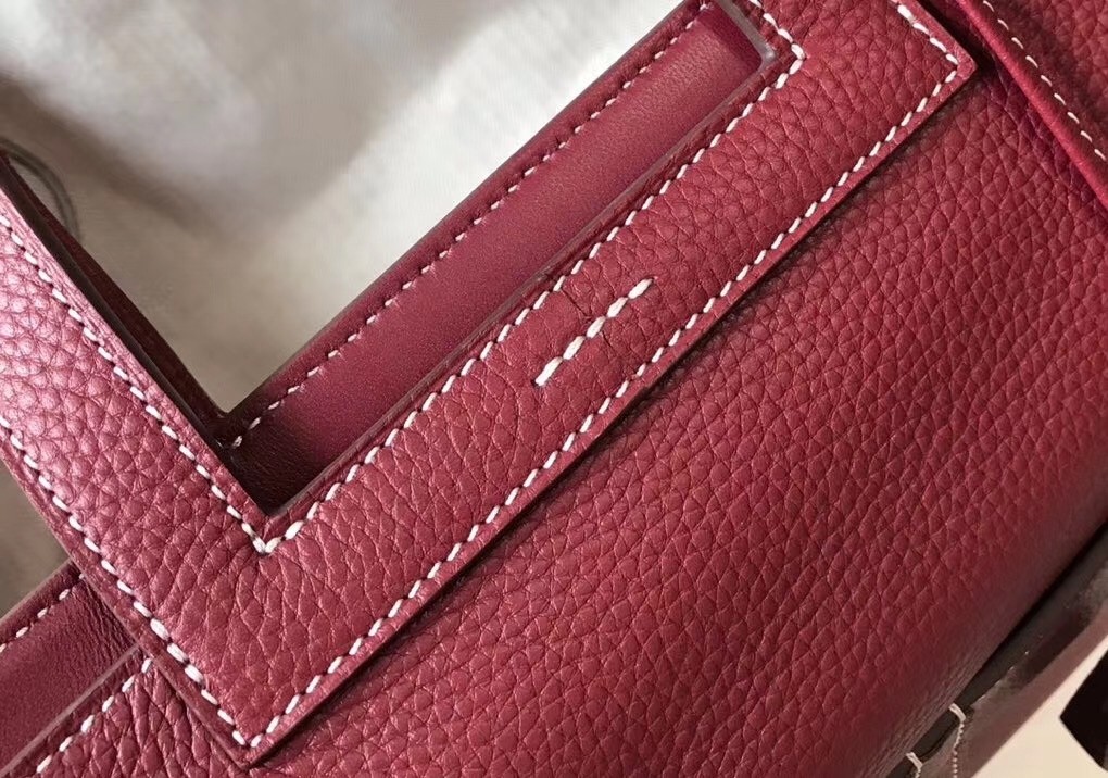 Hermes Halzan Bag In Bordeaux Clemence Leather