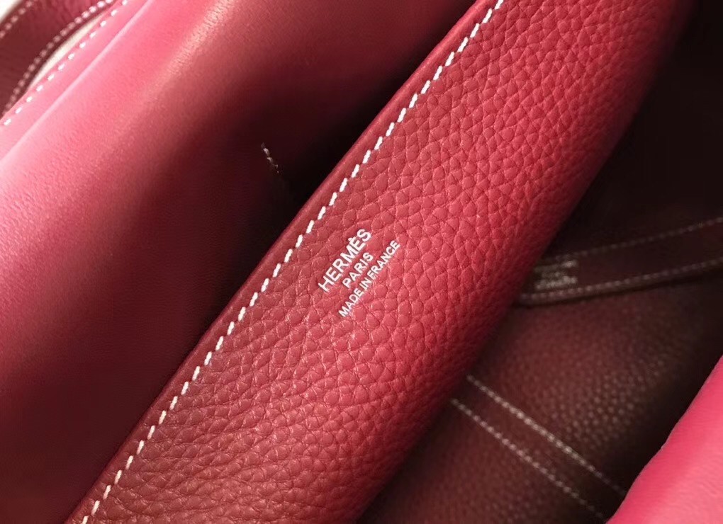 Hermes Halzan Bag In Bordeaux Clemence Leather