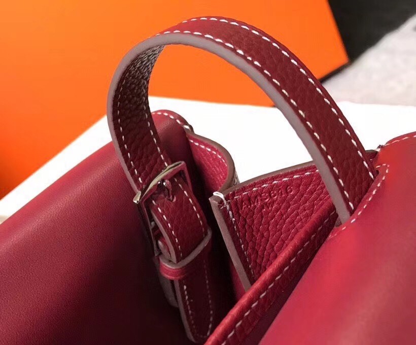 Hermes Halzan Bag In Bordeaux Clemence Leather
