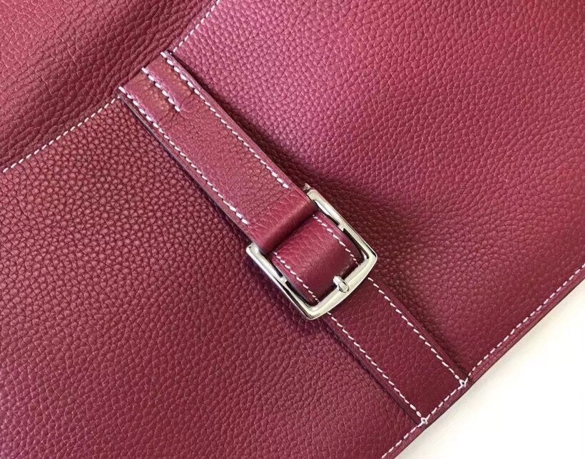 Hermes Halzan Bag In Bordeaux Clemence Leather