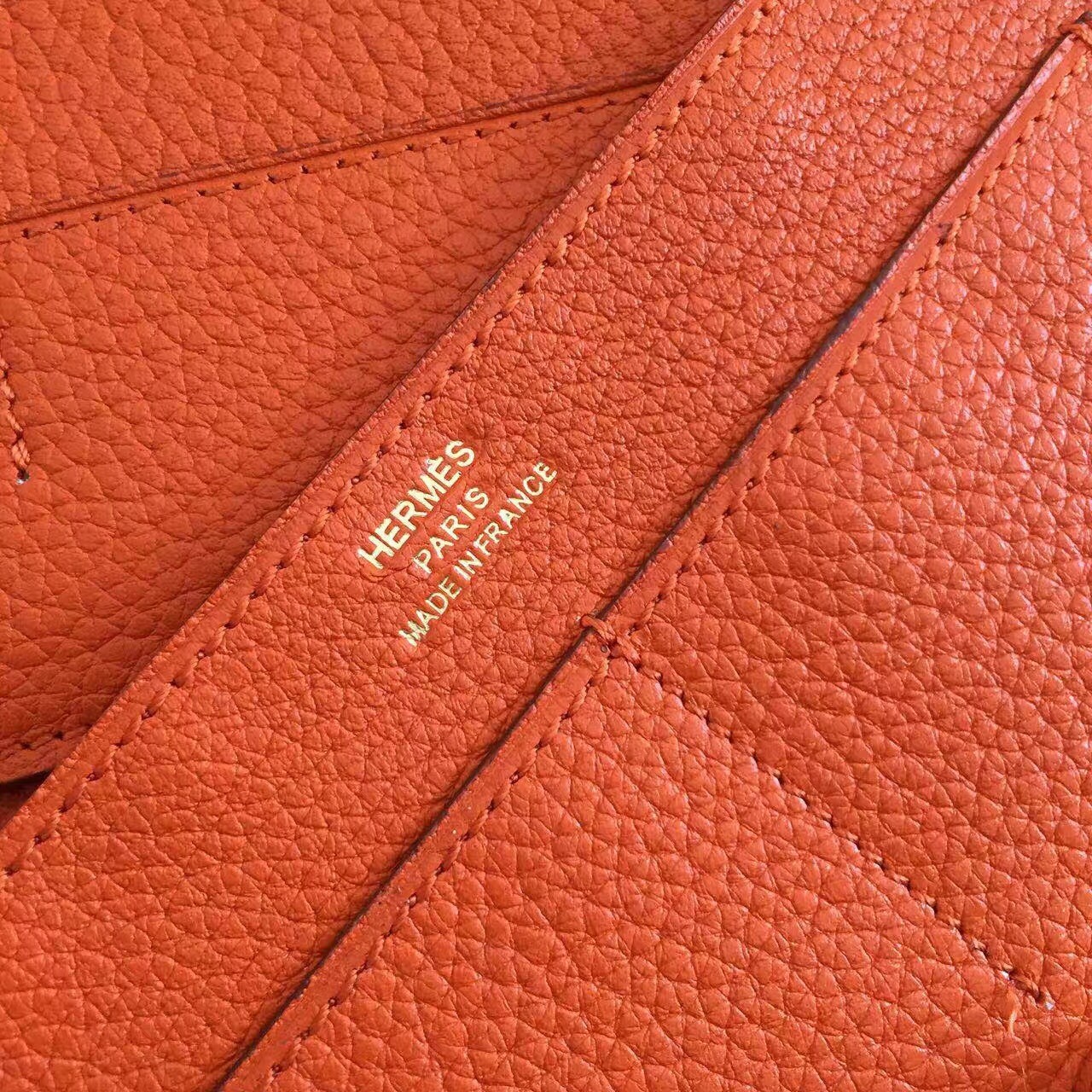 Hermes Orange Dogon Duo Combined Wallet