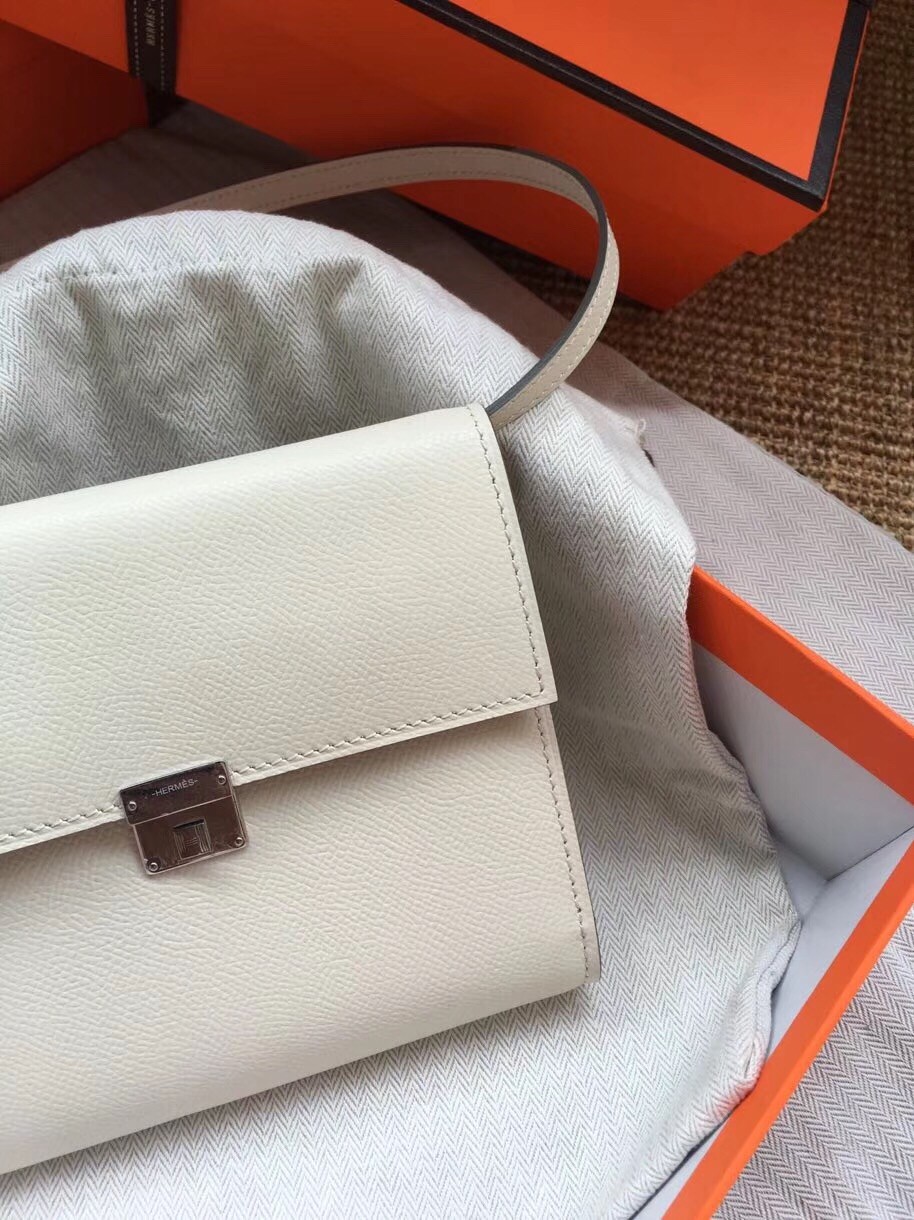 Hermes White Clic 16 Wallet With Strap