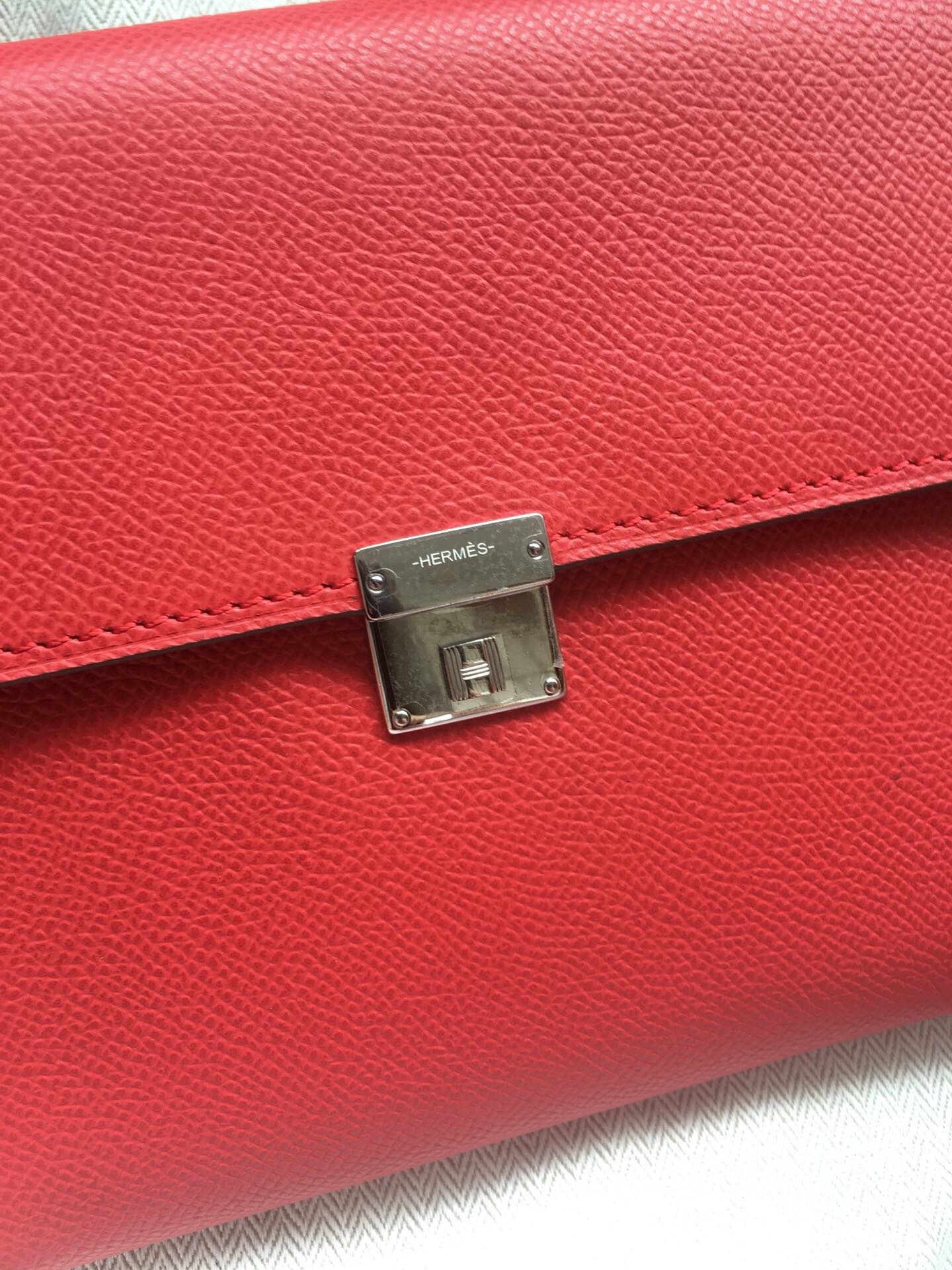 Hermes Red Clic 16 Wallet With Strap