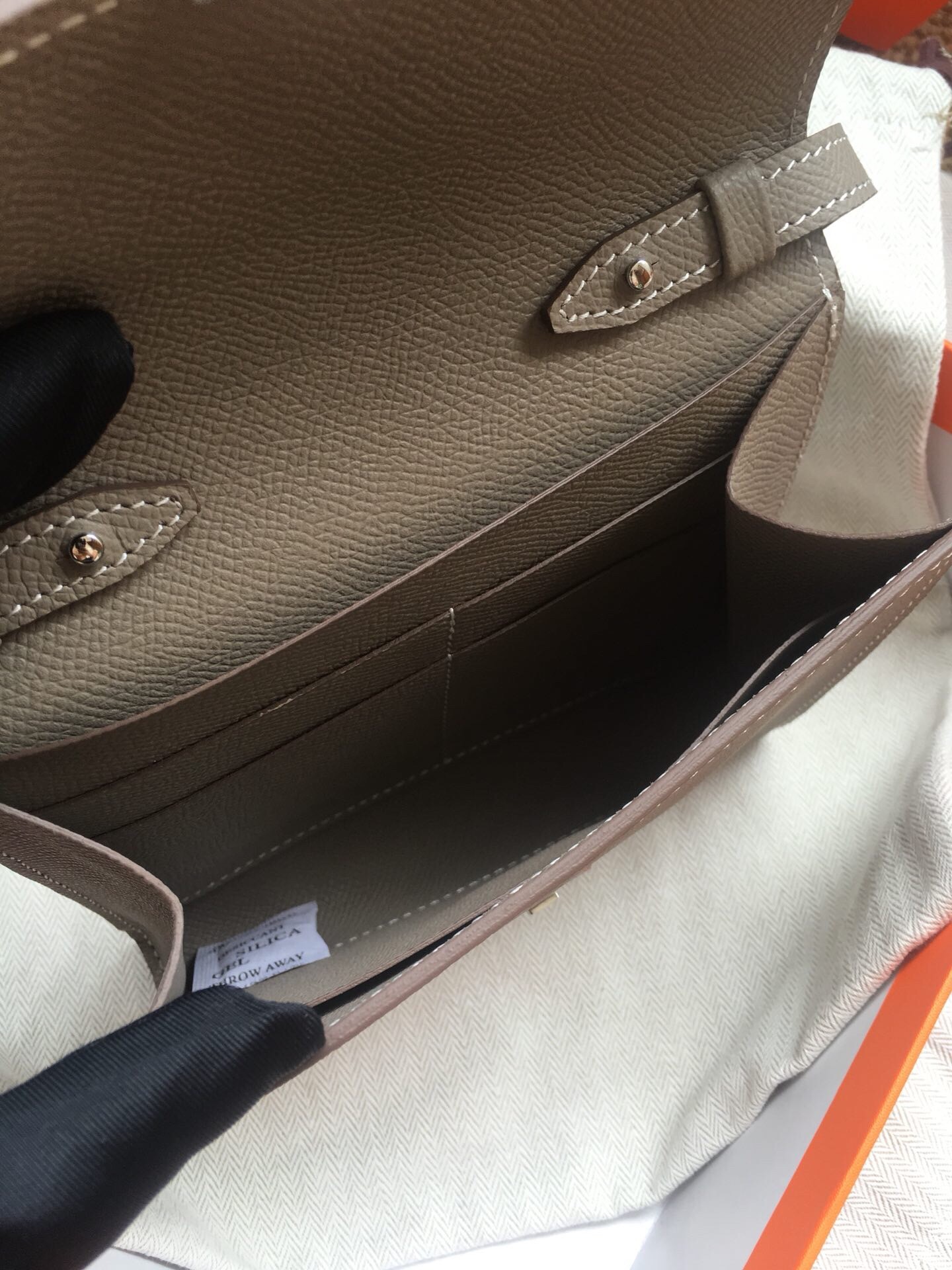 Hermes Grey Clic 16 Wallet With Strap