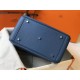 Hermes Lindy 30cm Bag In Blue Agate Clemence Leather