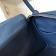 Hermes Lindy 30cm Bag In Blue Agate Clemence Leather