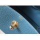 Hermes Lindy 30cm Bag In Blue Jean Clemence Leather