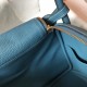 Hermes Lindy 30cm Bag In Blue Jean Clemence Leather