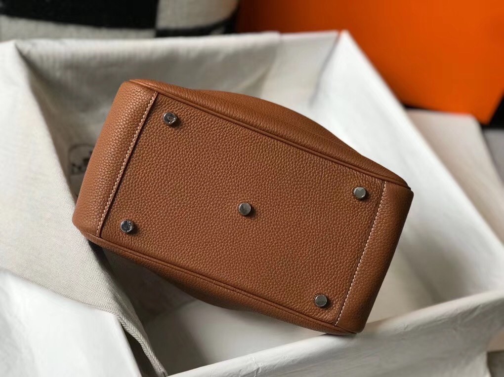 Hermes Lindy 30cm Bag In Brown Clemence Leather