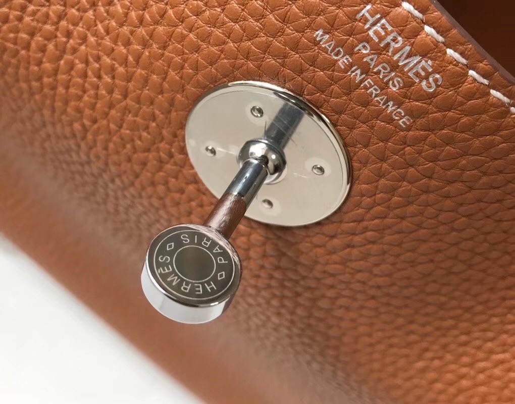 Hermes Lindy 30cm Bag In Brown Clemence Leather