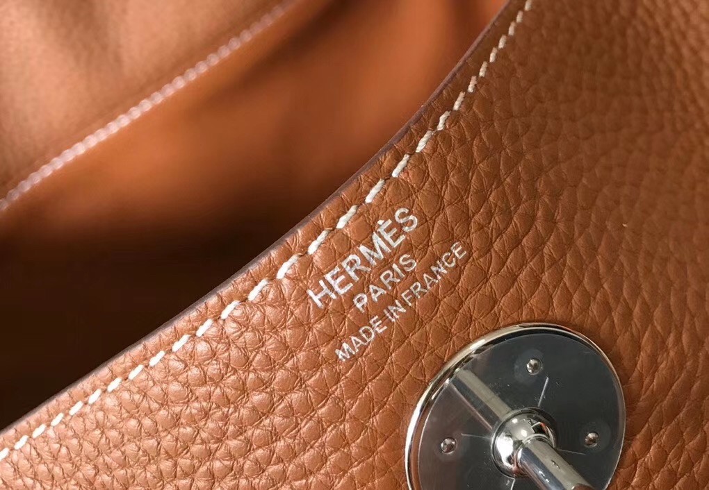 Hermes Lindy 30cm Bag In Brown Clemence Leather