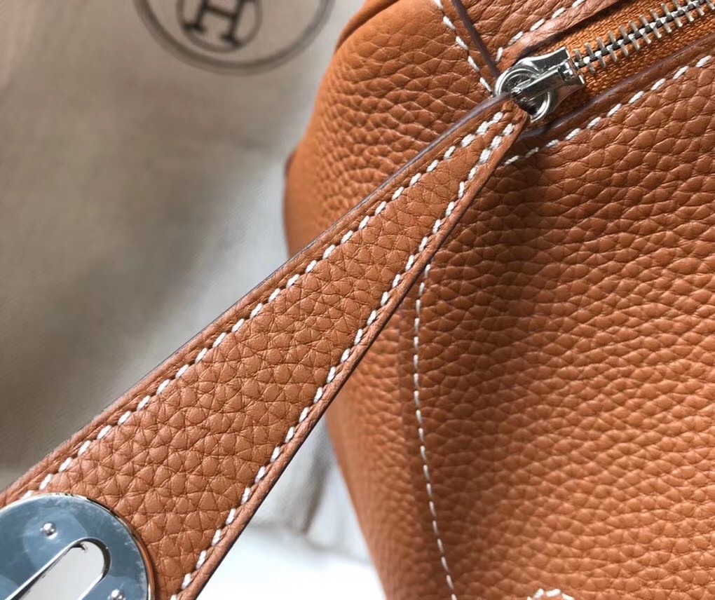 Hermes Lindy 30cm Bag In Brown Clemence Leather